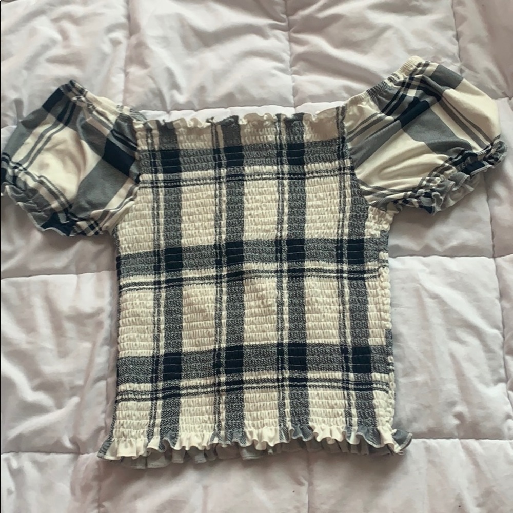 stretchy plaid cropped top